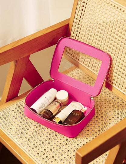 Popvibe Clear Makeup Bag Travel Cosmetic Case Transparent Toiletry Bag with Zipper, Portable Make Up Organizer Traveling Compact Car Bag for Essentials