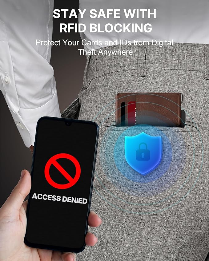 typecase Pop Up Wallet: Slim Wallet with Money Clip, Rfid-blocking, Minimalist, Small, Thin, Compact Card Case, Magnetic Bifold, Front Pocket Wallet, 9-13 Card Capacity, Mens Gifts Wallet - Brown