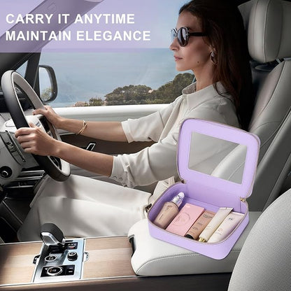 Pinkmik Clear Makeup Bag for Women Waterproof Travel Cosmetics and Toiletries Case Portable Makeup Oaganizer Bag Clear Car Bag with Zipper (X/Purple, M)