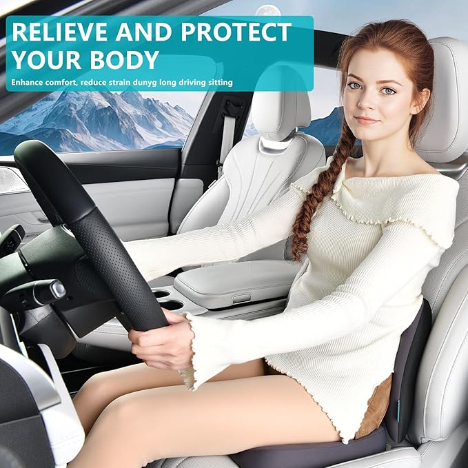 FLORICH Car Seat Cushion and Back Support for Office Chair Memory Foam Chair Cushions Pressure Relief Seat Pads with Gel Massage Point Lumbar Support (Grey)