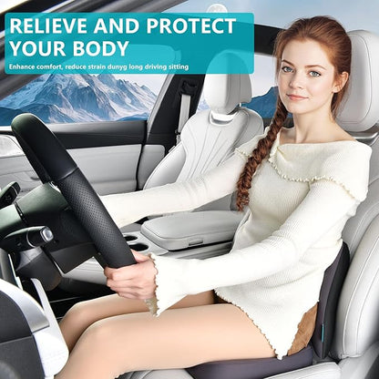 FLORICH Car Seat Cushion and Back Support for Office Chair Memory Foam Chair Cushions Pressure Relief Seat Pads with Gel Massage Point Lumbar Support (Grey)