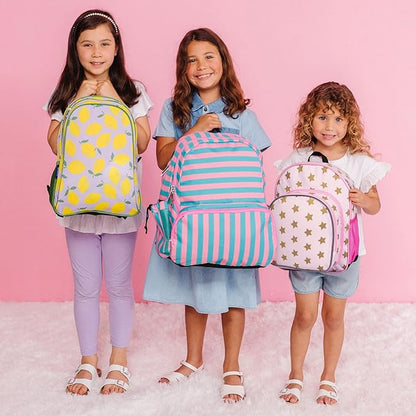 Wildkin 12-inch Kids Backpack – Padded, Adjustable, Ideal for Daycare & Travel - Pink and Gold Stars