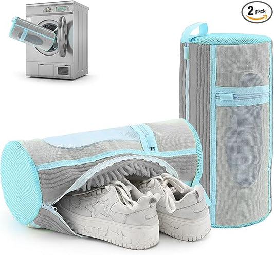 Shoe Washing Machine Bag: 2 pcs Shoe Bag for Washing Machine and dryer - Durable Zipper - 360° Deep Clean - Reusable laundry Bag for Sneaker/Slippers/Tennis/Runing Shoes & Insole(Grey)