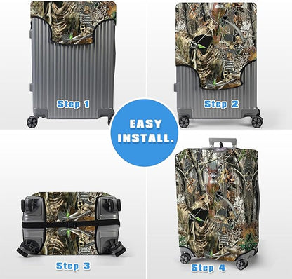 Luggage Cover Protector for 30-32 Inch Suitcases, TSA Approved Elastic Travel Suitcase Covers, Anti-Scratch Washable Luggage Sleeve for Carry On & Checked Bags, Camouflage Huntsman