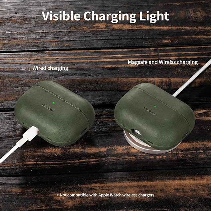 Belemay Handcrafted Crazy Horse Leather Case for AirPods Pro 3rd Gen (2025), Vintage Aesthetic, Two-Tone Effect, Unique Patina, Compatible with MagSafe, Compatible with Airpods Pro 3, Sunset Tan