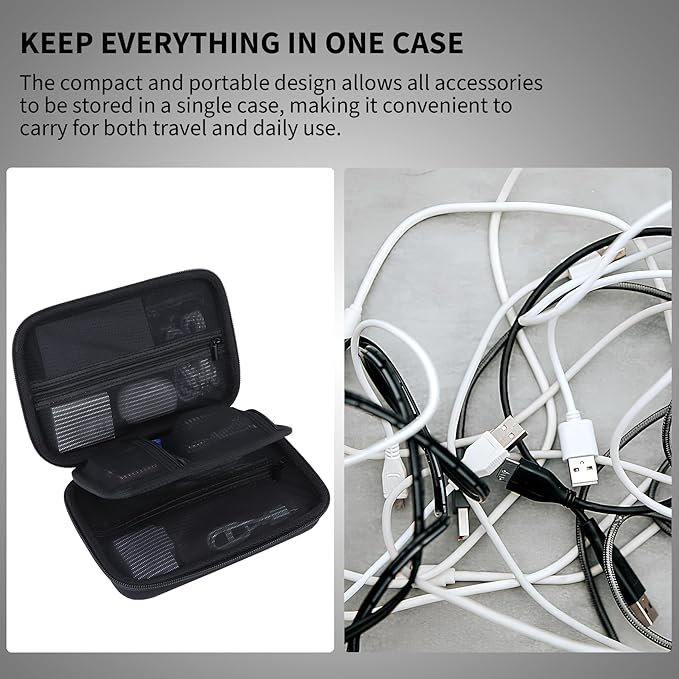 Electronic Organizer Travel Case for MacBook Power Adapter Chargers Cables Tech Organizer Hard Drive USB Flash Disk SD Card Cord Portable Electronics Accessories Bag - Small