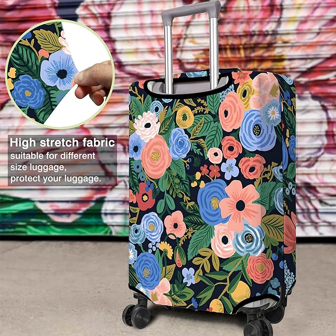 Travel Luggage Cover Suitcase Protector Fits 18-32 Inch Wheel Covers PatternedTravel Related Items Flower Luggage Protector Elastic L