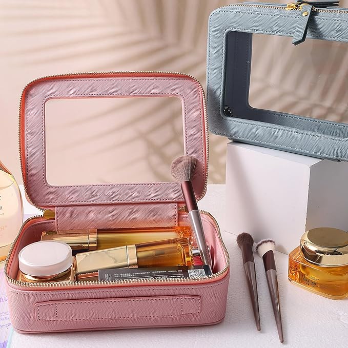 SANHECUN Toiletry bag waterproof cosmetic organizer with handle lagre opening for travelling