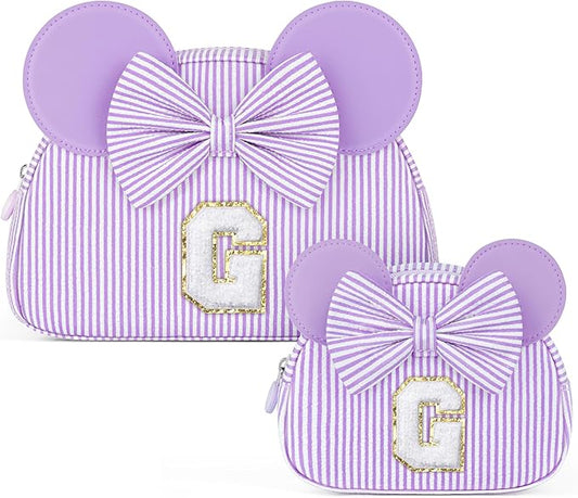 Christmas Gifts for Grandkids, Birthday Gifts for Girls | Personalized Initial Makeup Bag Cosmetic Travel Toiletry Bag for Girl Kid Years Old Birthday Christmas Gift for Girls Kids Purple G