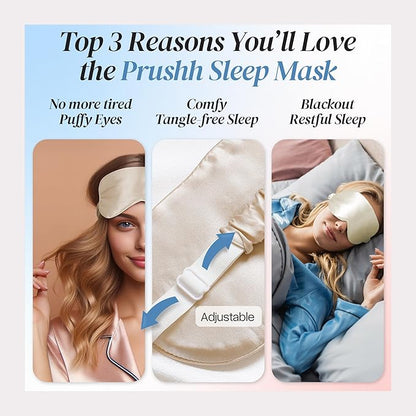 Silk Sleep Mask - Luxurious 100% Pure Mulberry Silk Eye Mask for Restful Sleep and Travel, Hypoallergenic, Cooling, Total Blackout, Adjustable for Women & Men (Champagne Gold)