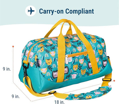 Wildkin Kids Overnighter Duffel Bag – Carry-On Size, Ideal for School & Sleepovers – Party Animals