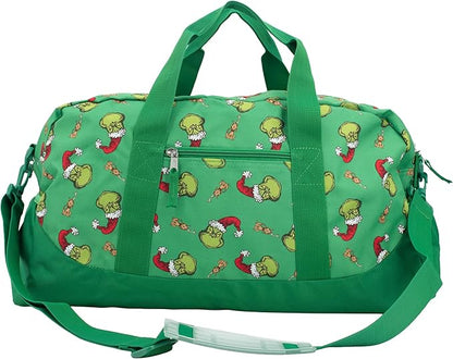 The Grinch Dufffle Bag, Dr. Suess 16 inch Travel Sleepover Weekend Bag for Girls & Boys, Green