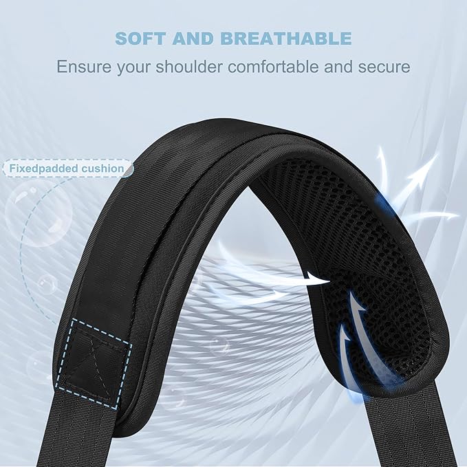 ZINZ 60" Universal Strap with Ultra-thick Fixed Breathable Pad - Adjustable Heavy-duty Shoulder Strap for Laptop, Crossbody Luggage, Gym Bag, Camera Bag and More - Black, Yellow