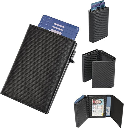 Card Wallet for Men,Slim Minimalist Wallet 10-14 Cards,Smart Pop Up Wallets with Money Clip& ID Window,RFID Front Pocket Credit Card Holder, Gifts for Men（Carbon Fiber）