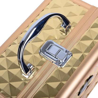 SHANY Chic Makeup Train Case Cosmetic Box Portable Makeup Case Cosmetics Beauty Organizer Jewelry storage with Locks, Multi trays Makeup Storage Box with Makeup Mirror - Golden House