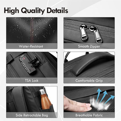 Vacuum Seal Backpack Travel 60L Expandable Backpack with Compression System, TSA Lock Water Resistant Carry-On Backpack (with Pump)