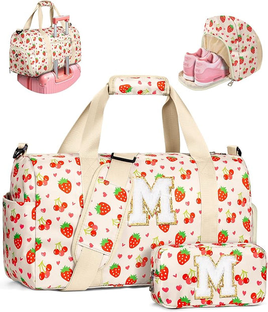 Christmas Gifts for 3 4 5 6 7 8 9 10 11 12 13 Year Old Girls, Dance Bag for Girls, Preppy Gymnastics Bag with Makeup Pouch, Shoe Compartment, Birthday Gift Ideas, Weekend Trip Essentials