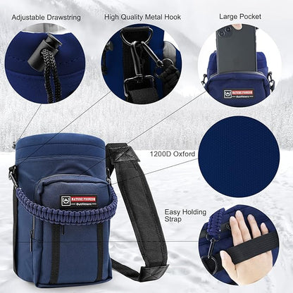 NATURE PIONEOR One Gallon Water Bottle Insulated - Large Double Vacuum Stainless Steel 128 oz Water Bottle with Holder/Carrier, 1 Gallon Water Jug,128oz, Wide Mouth