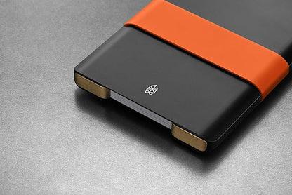 JAMES° The Lowe Minimalist CNC-Machined Aluminum Men's Wallet, Naturally RFID-Blocking, Simple, Clean, Slim - Black + Fire