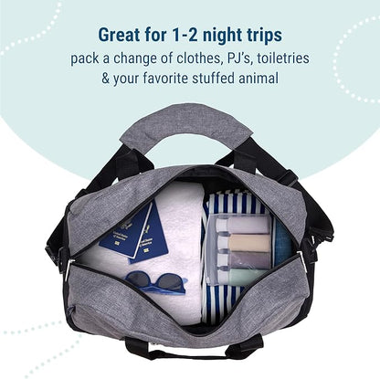 Wildkin Kids Overnighter Duffel Bag – Carry-On Size, Ideal for School & Sleepovers – Grey Tweed