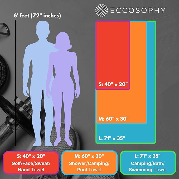 ECCOSOPHY Microfiber Beach Towel – Quick Dry Gym Towel, Highly Absorbent with Ribbed Texture, Lightweight – Ideal for Travel, Pool, Yoga, Fitness & Outdoor Adventures – 60x30 Creamsicle