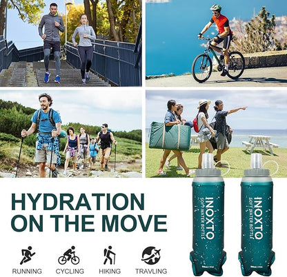 INOXTO Soft Flask,Collapsible Soft Water Bottles for Hydration Vests and Running Packs, Soft Flask Running Bottles for Hiking Cycling(250/500 ml) (2 PCS 500ML)