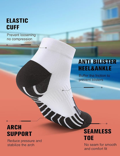 Compression Sport Running Socks: Athletic Socks for Men Women with Cushion,3 Pairs Work Hiking Basketball Ankle Socks