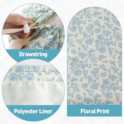 College Laundry Bag, Dirty Clothes Laundry Bag With Drawstring Handles For College Dorm Laundromat Apartment Travel Camp 29" X 18" Women Girls Back To School Birthdays Gift, Blue Florals