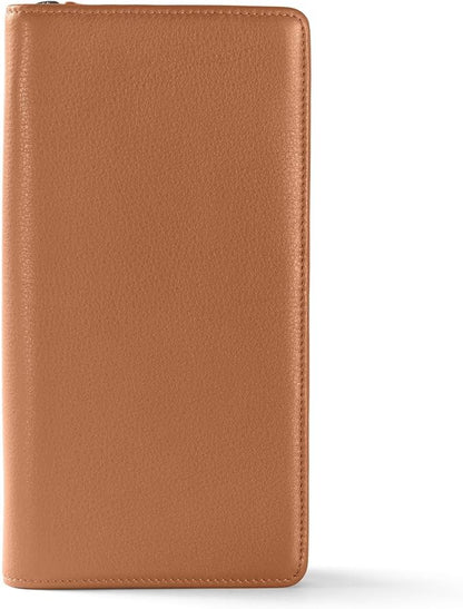 Leatherology Cognac Travel Zip Organizer Wallet, Passport Holder, RFID Available, Full Grain Leather