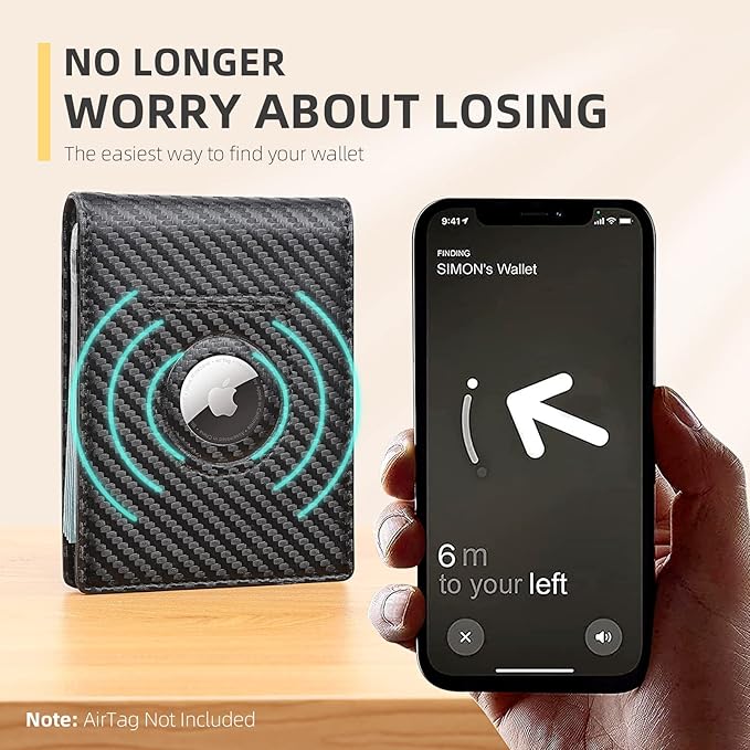 RUNBOX AirTag-Wallet-Mens-Slim-RFID Blocking Wallets Leather with Bill Compartment Air Tag Bifold Card Holder Wallet Gifts for Men Dad