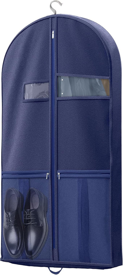 Travel Garment Bag with Zipper Pocket, Suit Bag for Suits, Dresses, Coats