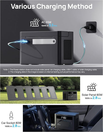DaranEner Portable Power Station 230.4Wh LiFePO4 Battery, 350W Power Bank with AC Outlet 110V/ 700W Surge, Solar Generator Fast Charging for Camping, Laptop, Emergency, RV, Off-Grid Living