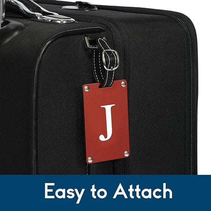 Premium 3-Layer Aluminum Luggage Tags by Fortuna - Easy to Claim, Laser-Engraved, Plastic-Free, and Eco-Friendly Luggage Tag Holders, 2-Pack, Red (J)
