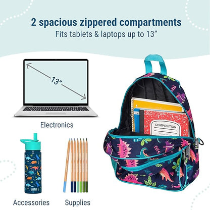 Wildkin 15-inch Kids Backpack – Durable, Padded, Adjustable for School & Travel - Darling Dinosaurs