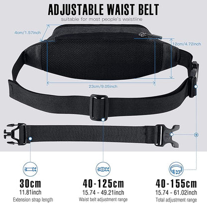 WATERFLY Fanny Pack Waist Bag: Small Hip Pouch Bum Bag Fannie Pack Phanny Fannypack Waistpack Bumbag Beltbag Sport Slim Fashionable for Jogging Hiking Hiker Woman Man