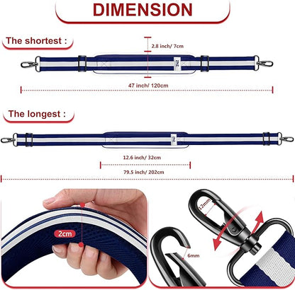 ZINZ 79.5" Universal Strap with Ultra-Thick Fixed Breathable Pad - Adjustable Heavy-Duty Shoulder Strap for Laptop, Crossbody, Luggage, Gym, Camera Bag and More - TW01B06