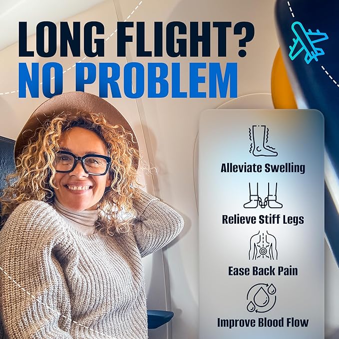 Airplane Foot Hammock for Plane Travel with Flat Base, Airplane Travel Essentials for Long Haul Flying – Foot Rest for use in Car, Office & Home – BlueSkye