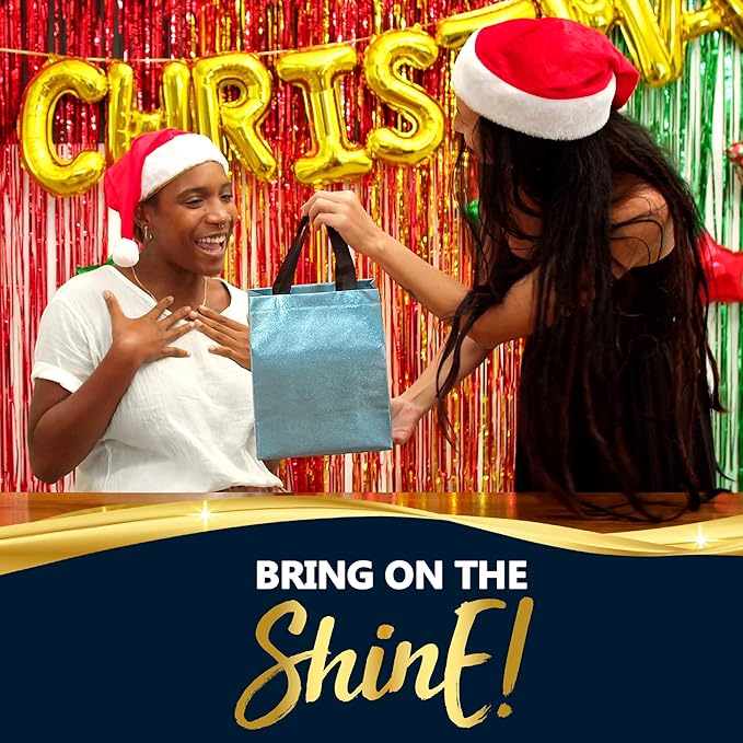 Nush Nush Set of 60 Gift Bags Bulk Medium Size - Mix of 6 Vibrant Colors Reusable Bulk Gift Bags with Handles With Glossy Finish - Perfect Goodie Bag for Christmas, Birthday, Thanksgiving – 8x4x10