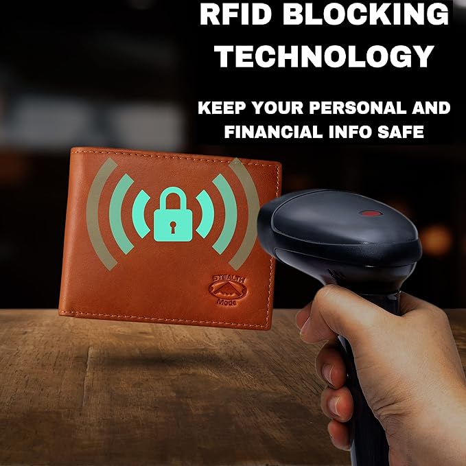Stealth Mode Leather Bifold Wallet for Men With ID Window and RFID Blocking