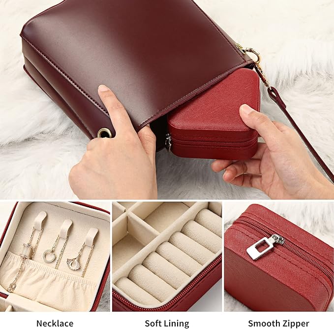 Mini Jewelry Case, Small Travel Jewelry Organizer, Portable Jewelry Box Mini Storage Organizer Display Box For Rings Earrings Necklaces (5Color-5pcs)