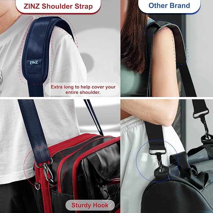 ZINZ 74" Shoulder Strap with Fixed Pad and Dual Balanced Buckles，Blue