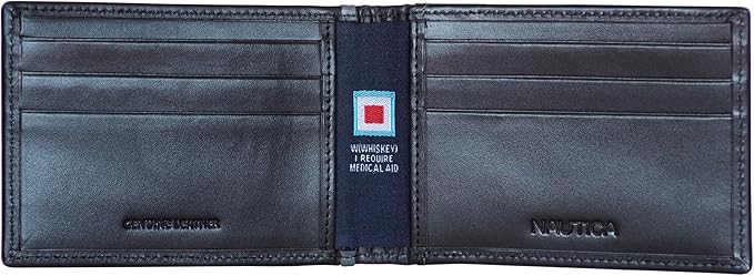 Nautica Men's Slim Wallet | Card Case | RFID Blocking | ID Window | Minimalist | Lightweight | Genuine Leather