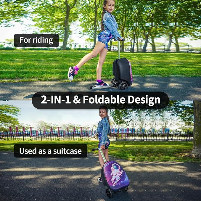 ALVOD Scooter Suitcase for Kids Ages 6-12 Kids' Luggage