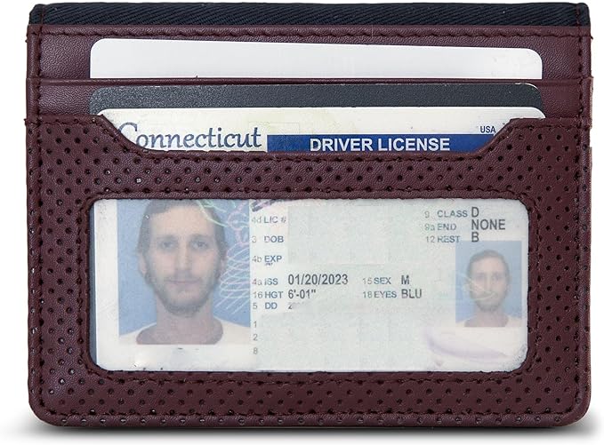 Nautica Men's Slim Wallet | Card Case | RFID Blocking | ID Window | Minimalist | Lightweight | Genuine Leather