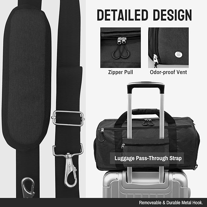 Gym Bag for Men & Women with Shoe Compartment & Wet Pocket, 31L Water Resistant Sports Duffle Bag with Quick-Access Pouch,Multi-Purpose Weekender Overnight Bag