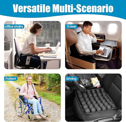 3D Inflatable Seat Cushion, Pressure Relief Design, Protect Lumbar Spine, Portable Travel Seat Cushion Wheelchair Pad for Car Seat, Office Chair, Wheelchair, Stadium