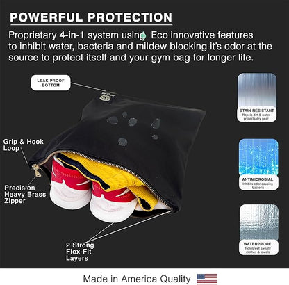 Wet Gym Clothes Bag Waterproof Antimicrobial Sack Inhibits Bacteria & Odor from Dirty Laundry, Swimsuits, Sweaty Shoes for Smell Proof Travel 14 X 17.5" Made in USA by Ornadi