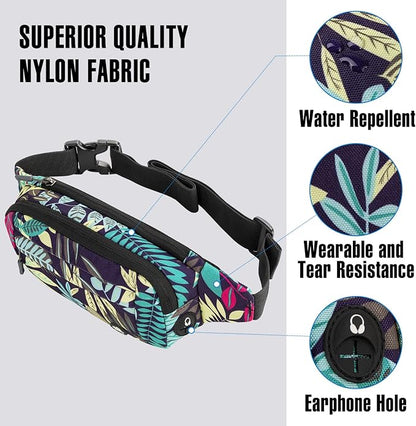 WATERFLY Fanny Pack Waist Bag: Small Hip Pouch Bum Bag Fannie Pack Phanny Fannypack Waistpack Bumbag Beltbag Sport Slim Fashionable for Jogging Hiking Hiker Woman Man