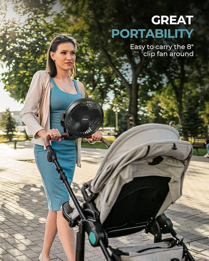 xasla 10000mAh Portable Clip on Fan, 8 inch Rechargeable Battery Operated, 24 Hours Work Time, Quiet USB 4 Speeds Personal, Ideal for Outdoor Camping Golf Cart Home Office Black