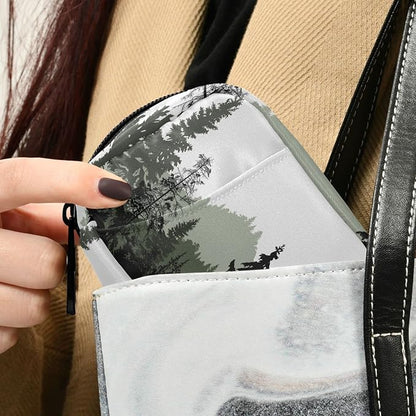 Grey and White Mountains and Trees Pill Organizer Box Case Container Holder 7 Days Weekly Travel Cute Vitamin Dispenser Sorter Planner Storage Small Compact Men Women